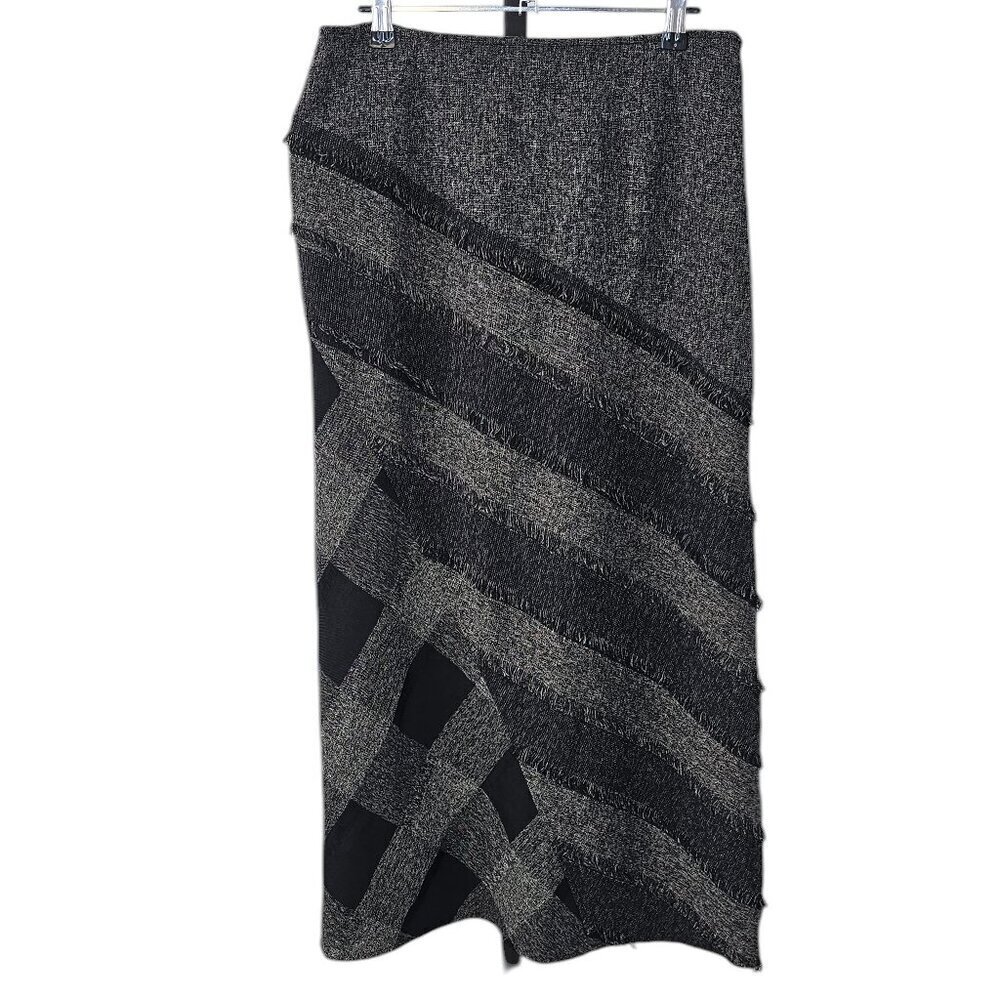 Tribal Womens Multi Print, Lagenlook, Fringe Midi Skirt, Size 6